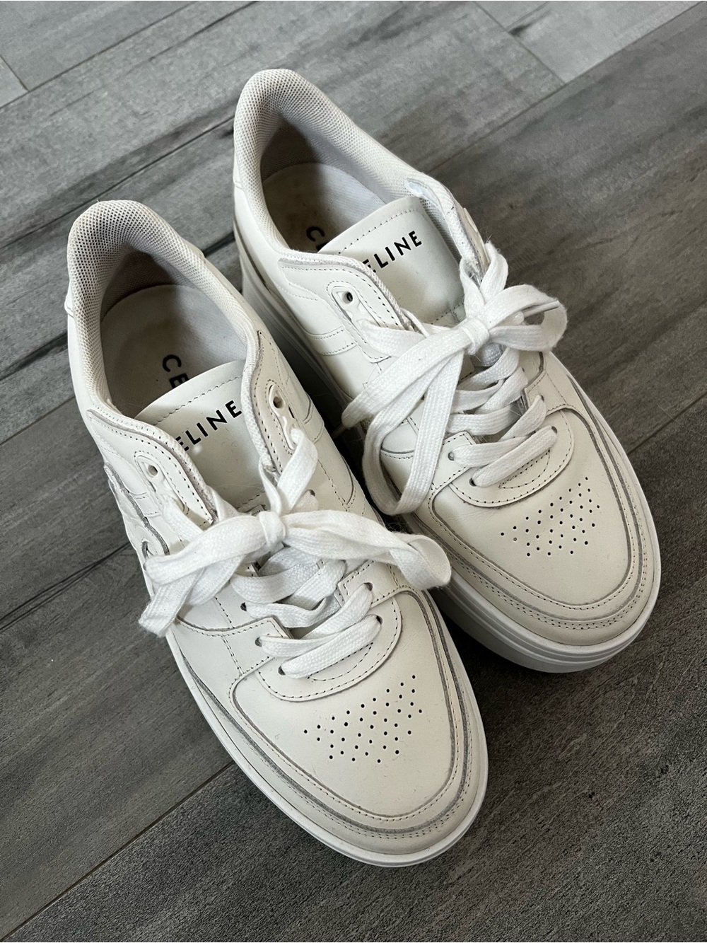 Celine Low-Top White Leather Sneakers
